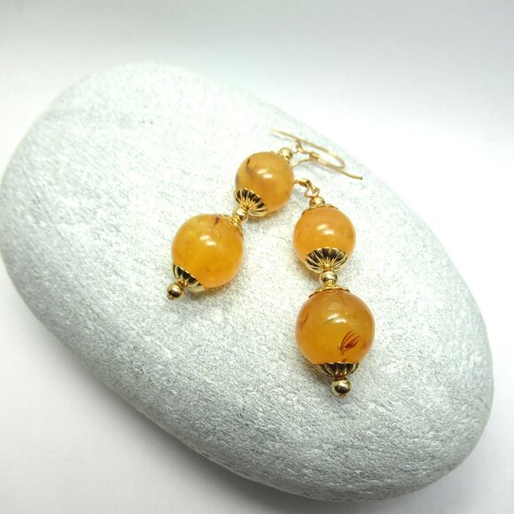 Faux Amber Earrings - Picture 1 of 6